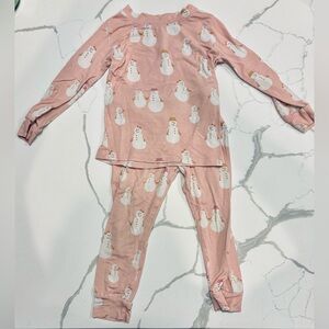Dreamies by Dream and Co Snowman Print Pink Toddler Pajamas 18-24 months